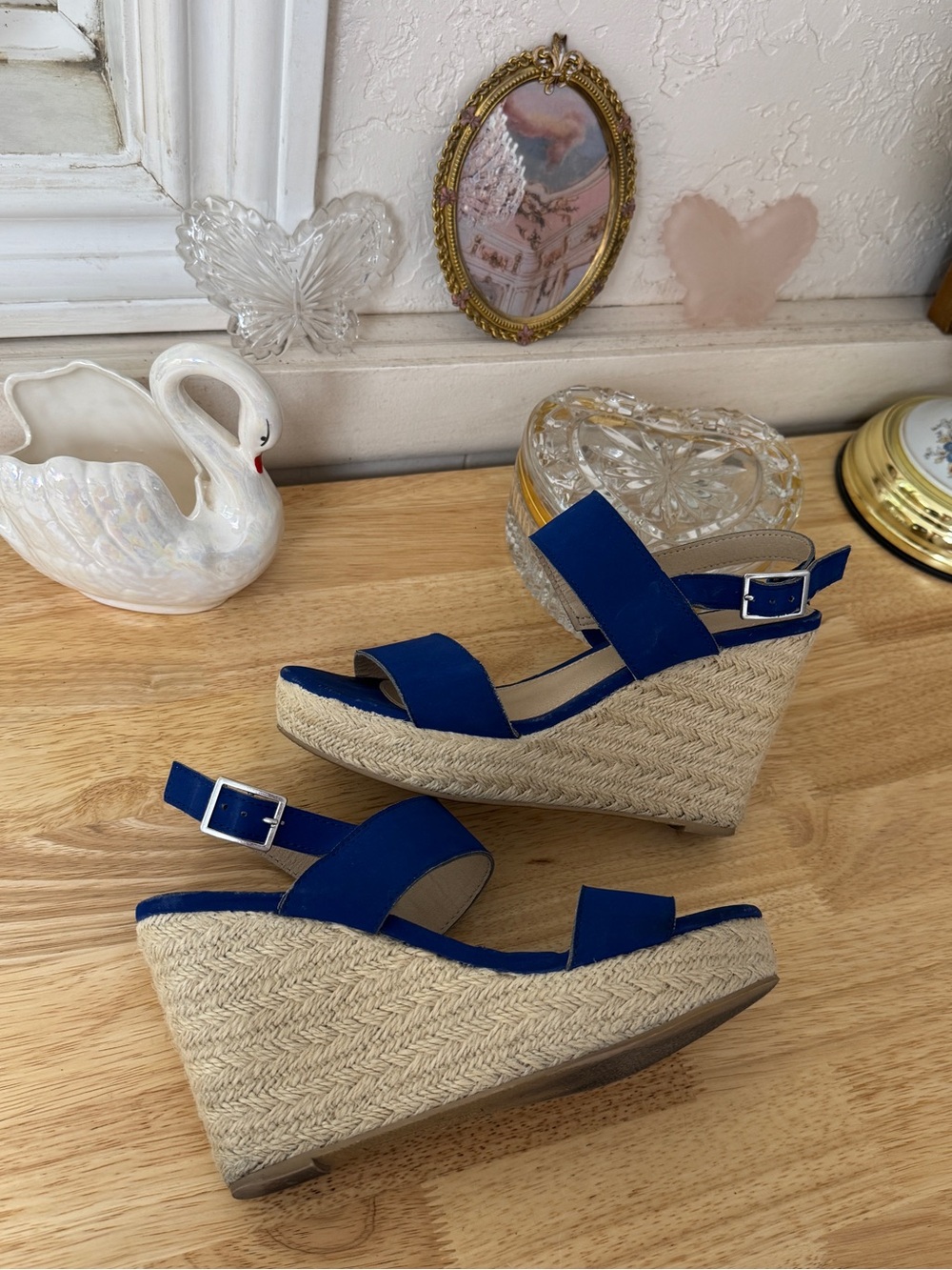 2000s Bold cobalt blue espadrille wedges by Montego Bay Club Size 7.5 Summer
